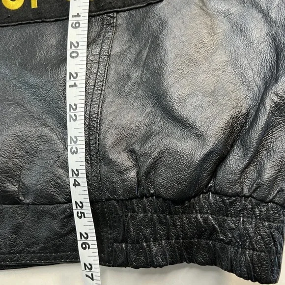 VINTAGE US ARMY LEATHER Bomber JACKET MENS Large Runs Larger See Measure Pics - Picture 10 of 10